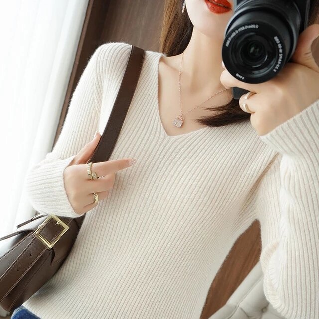 Suéter holgado informal de Cuello medio alto para mujer, Jersey de manga farol de color sólido, a la moda, otoño e inserno, 202