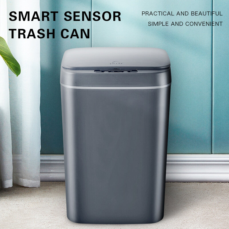 16Lอัจฉริยะถังขยะอัตโนมัติเซ็นเซอร์Dustbin Smart Sensorไฟฟ้าถังขยะบ้านถังขยะสำหรับห้องครัวห้องน้ำขยะ
