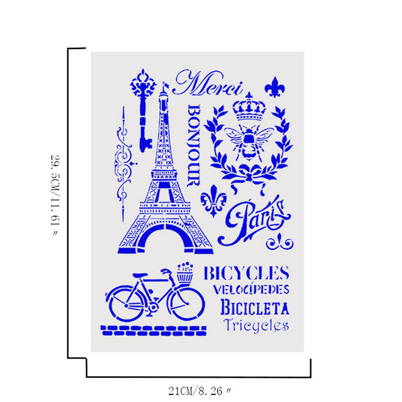 Stencil per scorrevolezza DiyCraft per pareti pittura Scrapbooking timbro Album Decor goffratura torri Eiffel carte per bici modello di mappa