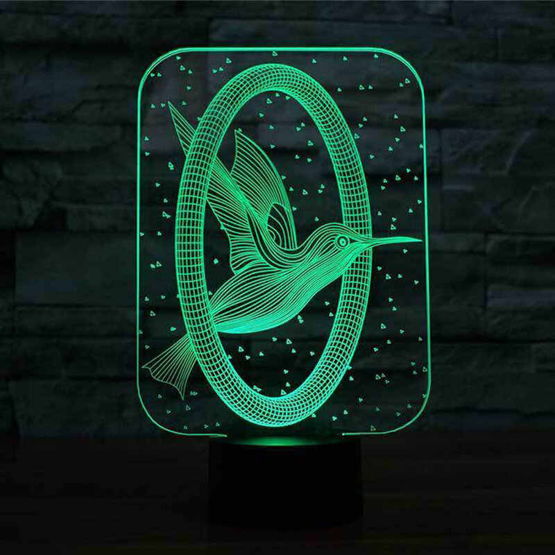 Acrylique Colibri 3d Illusion Veilleuse 7 Couleurs Changent LED USB Lampe de Table de Bureau pour Enfants Cadeau Accueil Chambre Décorations