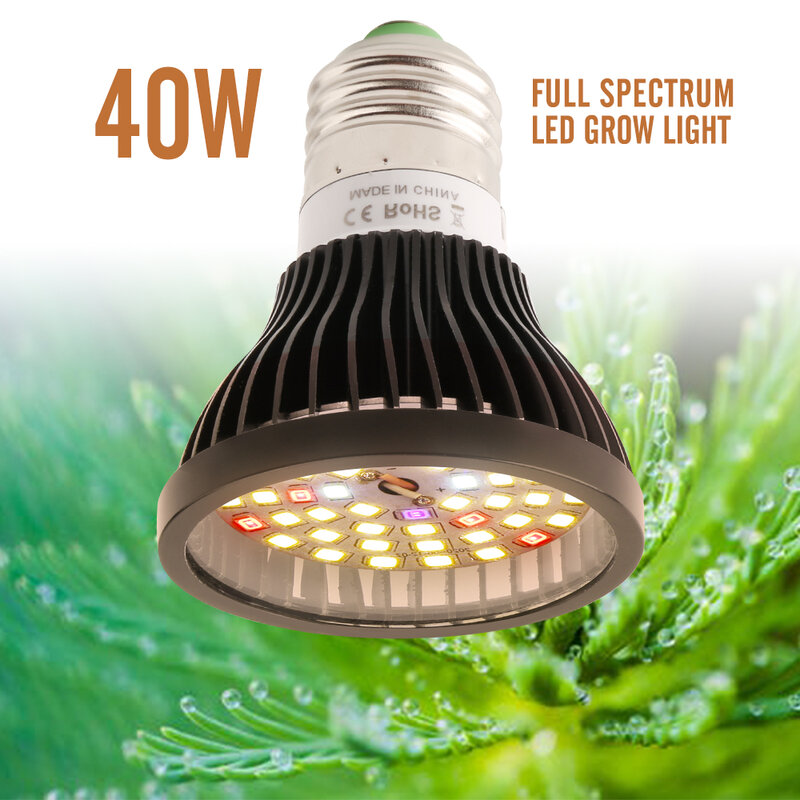 XRYL-bombilla Led E27 de espectro completo para cultivo de plantas de interior, foco de luz cálida SMD2835, 2-20 piezas, 40W
