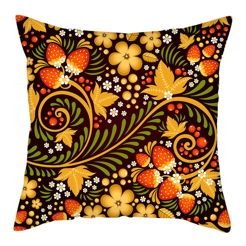 Fuwatacchi Russian Flower Printed Cushion Covers Love Pillow Cover Polyester Pillowcase for Home Sofa Decorative Pillows 45*45cm