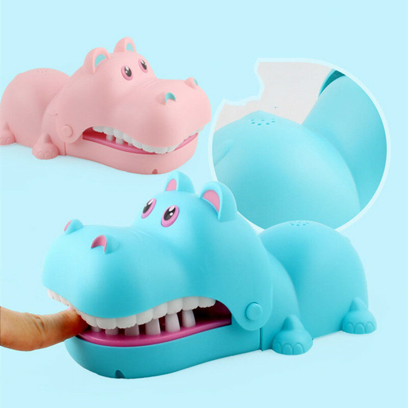 Juguete para morder los dientes para niños, juego divertido de hipopótamo que tira de los dientes, juegos clásicos para morder, hipopótamo, regalo