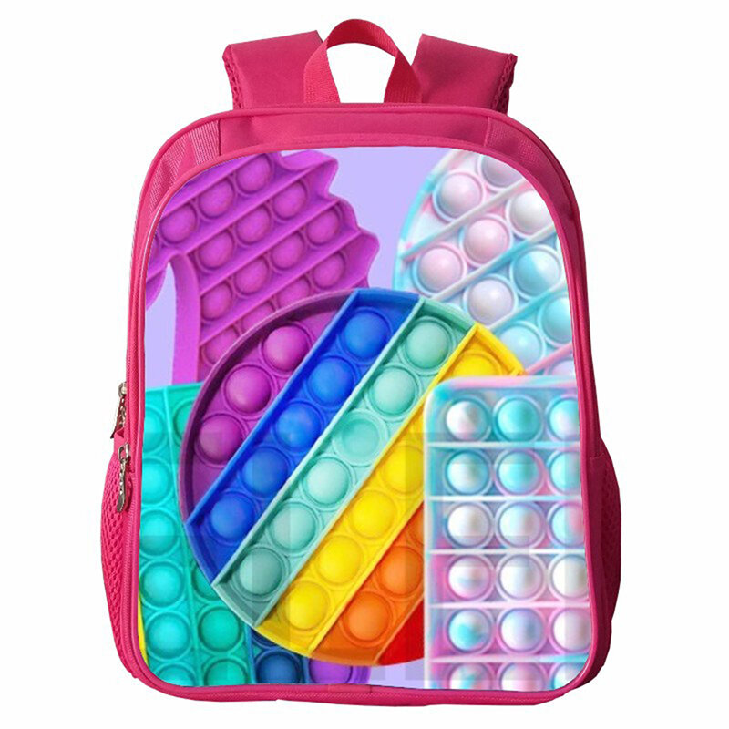 Jogo engraçado 3d impressão arco-íris empurrar bolha saco para portátil crianças mochila anime adolescente escola sacos de livro de mochilas meninas meninos