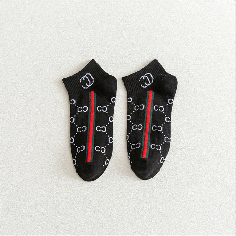 Creative Explosion Style Men's and Women's Boat Socks, Breathable and Sweat-absorbent Japanese INS Letter Shallow Mouth Socks