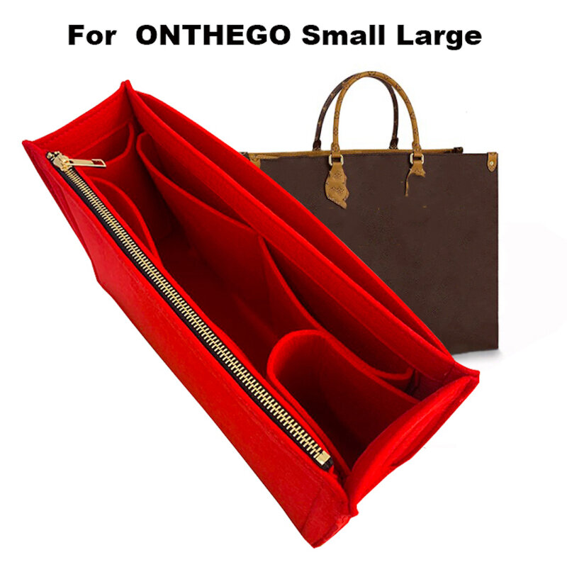 For Onthego MM GM Felt Cloth Insert Bag Organizer Makeup Handbag shaper on the go Organizer Portable Cosmetic Bags