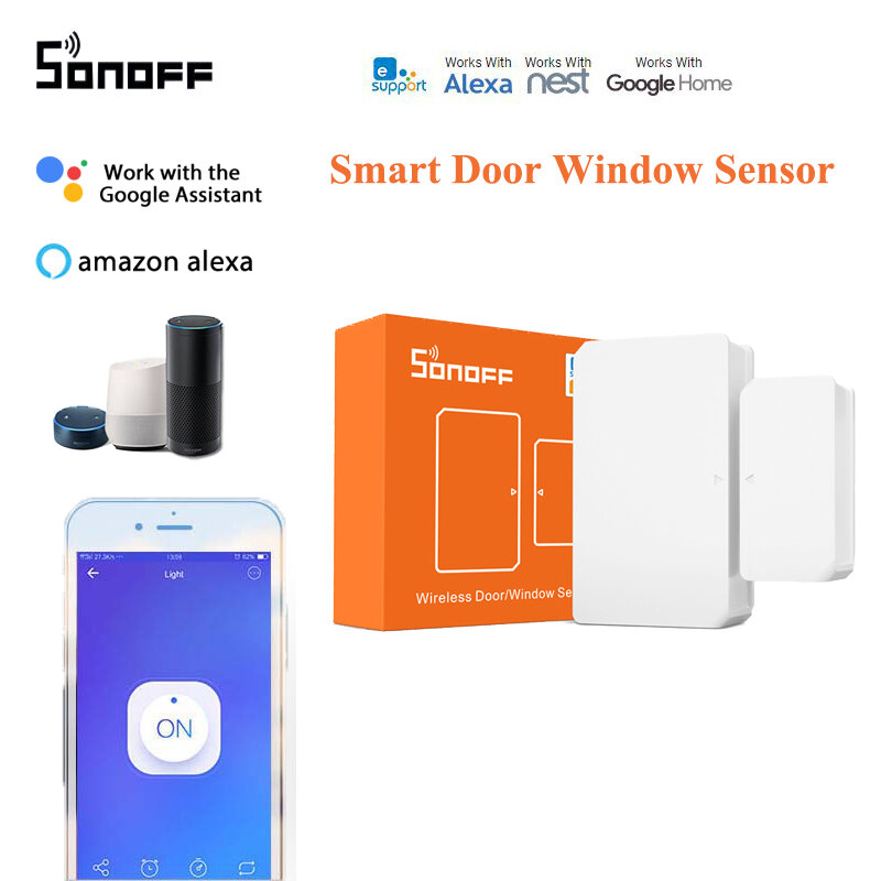 SONOFF-SNZB-04 Zigbee con Sensor de ventana de puerta inteligente, minialarma eWelink para la aplicación, funciona con SONOFF Zigbee Bridge, Google Home y Alexa