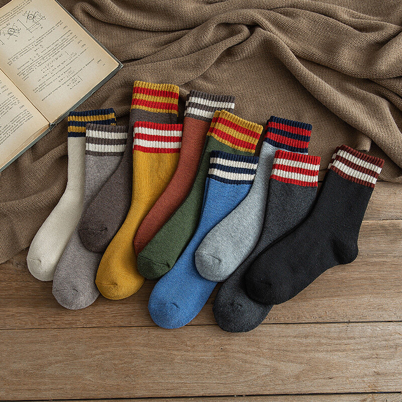 Носки женские средней длины, осенне-зимние теплые утепленные носки с флисовой подкладкой, длинные носки для месяца и зимы для колледжа