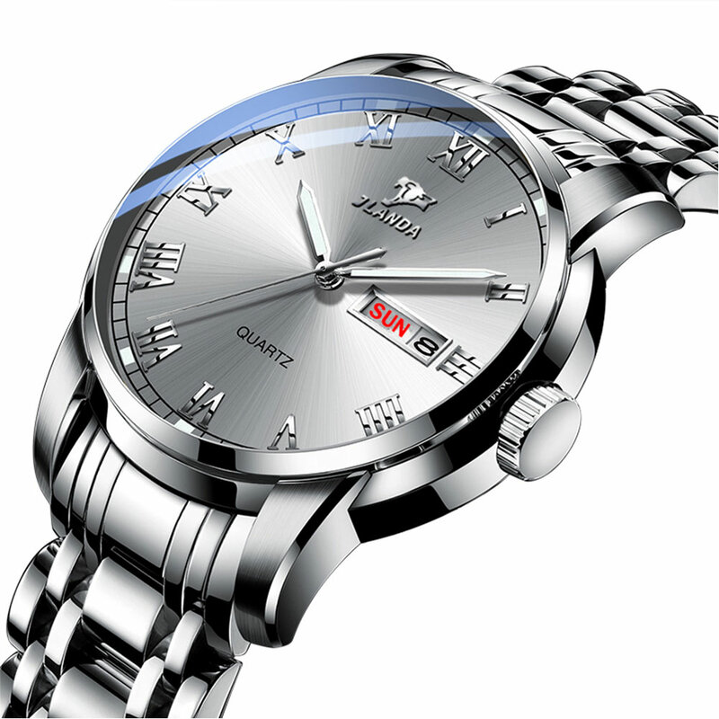 Relógio de pulso de negócios clássico relógio de pulso de quartzo de prata reloj