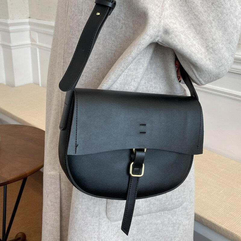 Black Designer Women's Crossbody Bag Luxury Pu Leather Shoulder Bag Small Flap Handbags Female All Match Trending Messenger Bag