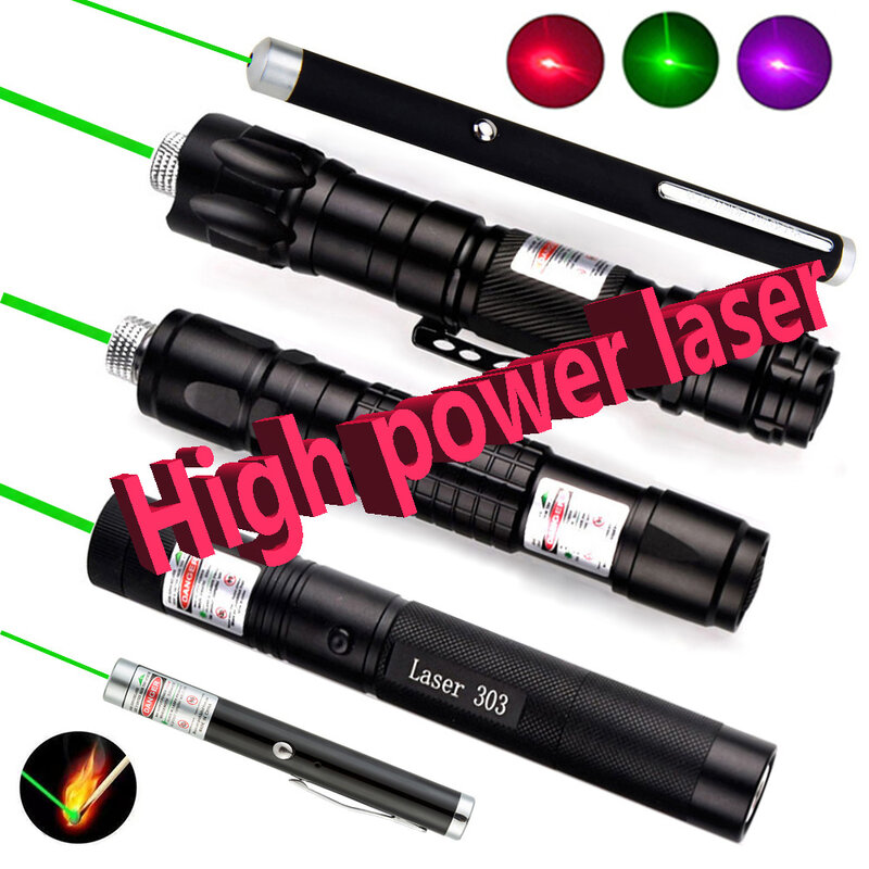 Láser verde de alta potencia de 532nm, 5mW, potente equipo láser, Láser de enfoque ajustable con batería de 18650/carga USB