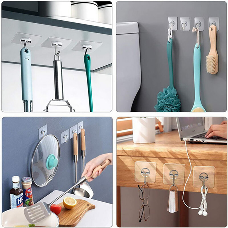 10/20 Pcs Hooks Transparent Strong Self Adhesive Door Wall Hangers Hooks Suction Heavy Load Rack Cup Sucker for Kitchen Bathroom
