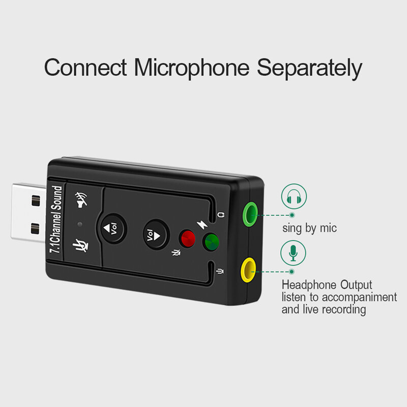 Lekki 7.1 USB Stereo Adapter Audio zewnętrzna karta dźwiękowa dla systemu Windows XP/2000/Vista/7 3D USB Audio Adapter Audio do komputera i laptopa