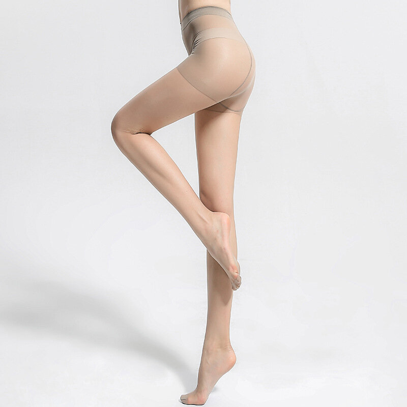 Pantimedias de tubo alto para mujer, medias ultrafinas transparentes, de alta elasticidad, color gris desnudo, Sexy, para verano