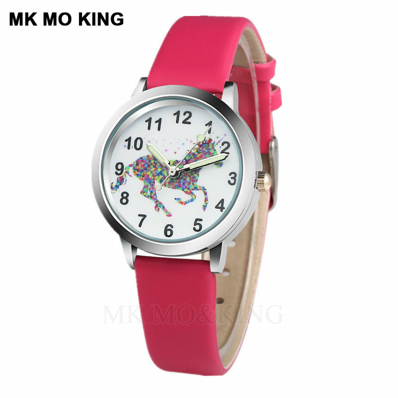 นาฬิกาเด็กสร้างสรรค์การ์ตูนPony Bling Blingสาวหนังควอตซ์นาฬิกาSky Blueเด็กCasualนาฬิกาMontres Kol saati