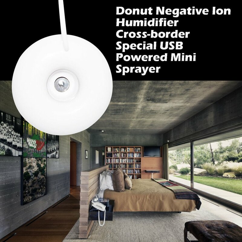 Donut-humidificador de iones negativos, minipulverizador especial, alimentado por USB