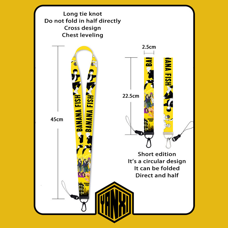 Anime Banana Fish Cosplay Accessories Prop Polyester KeyChain Cell Phone Neck Strap ID Lanyards