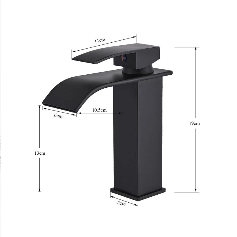 Bathroom Waterfall Basin Sink Faucet Deck Mounted Black Basin Faucets Hot Cold Water Faucet Chrome Sink Mixer Taps Torneira