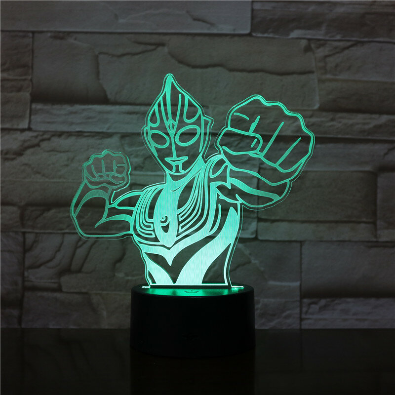 Mới Amroe Novetly Lampara Ultraman Altman 3D RGB LED Ban Đêm Đèn Ngủ Để Bàn USB Cảm Ứng 7 Màu Thay Đổi Kid cậu Bé Món Quà Giáng Sinh