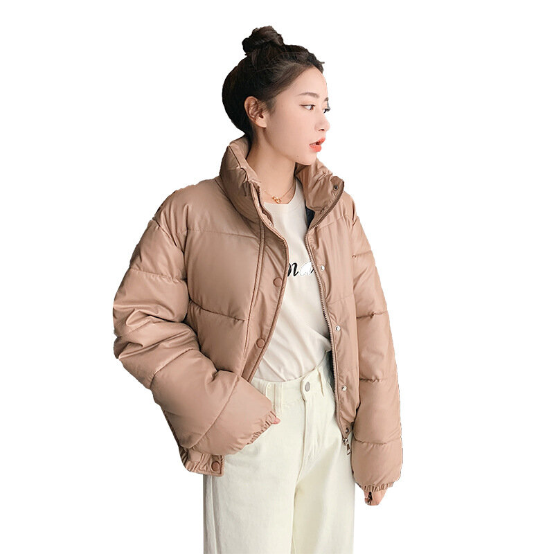 Krótka ocieplana kurtka z bawełny nowa koreańska puchowa ocieplana kurtka z bawełny krótka studencka luźna 2021 zimowa z kapturem bez prania bawełna damska
