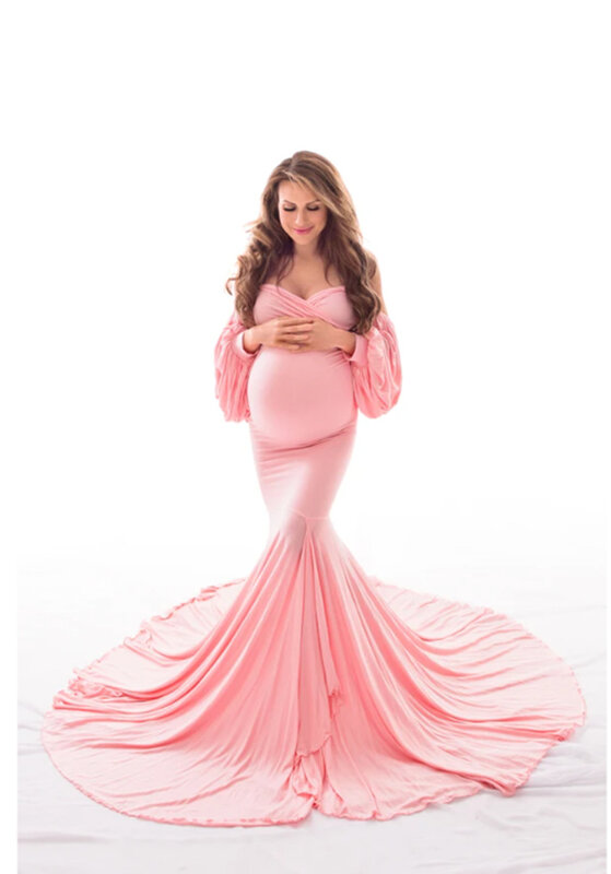 Novo vestido de grávida 2021 fotografia maternidade adereços para fotografar foto gravidez roupas algodão + seda fora do ombro vestido saia longa