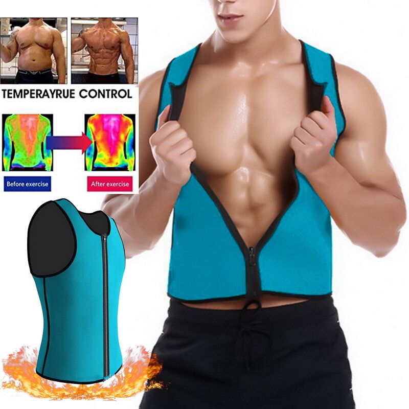 Colete sauna modeladora de corpo para homens, cinta de treino abdômen redutora de suor, cinto treinador de cintura, camiseta regata queima de gordura