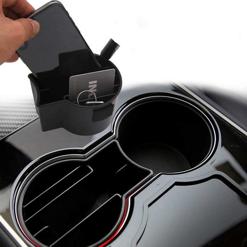 Car Interior Accessories Water Cup Holder Multi-grid Card Slot Storage Box Cover Kit For Tesla Model 3