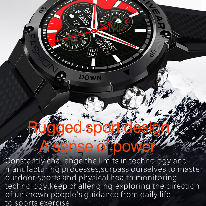 Rollstimi-reloj inteligente para hombre, pulsera con control del ritmo cardíaco, para deportes al aire libre, pantalla completamente táctil, Bluetooth, llamada, para IOS y Android
