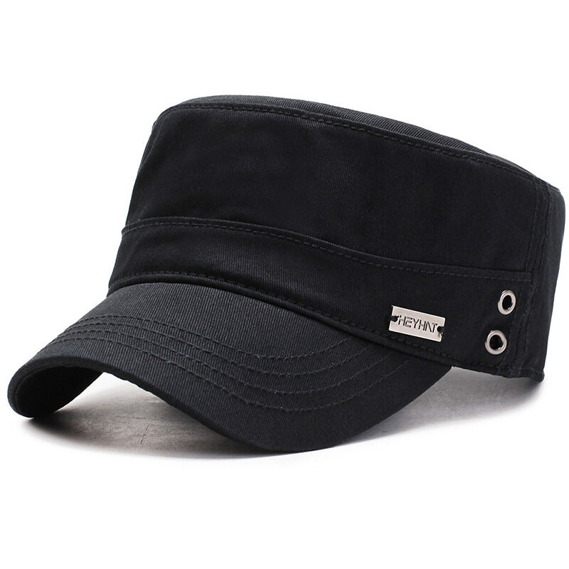Regulowany płasko zakończony czapka z litego ronda armia kadet styl czapka wojskowa czapka z daszkiem lato na świeże powietrze kapelusz przeciwsłoneczny czapka podróżna