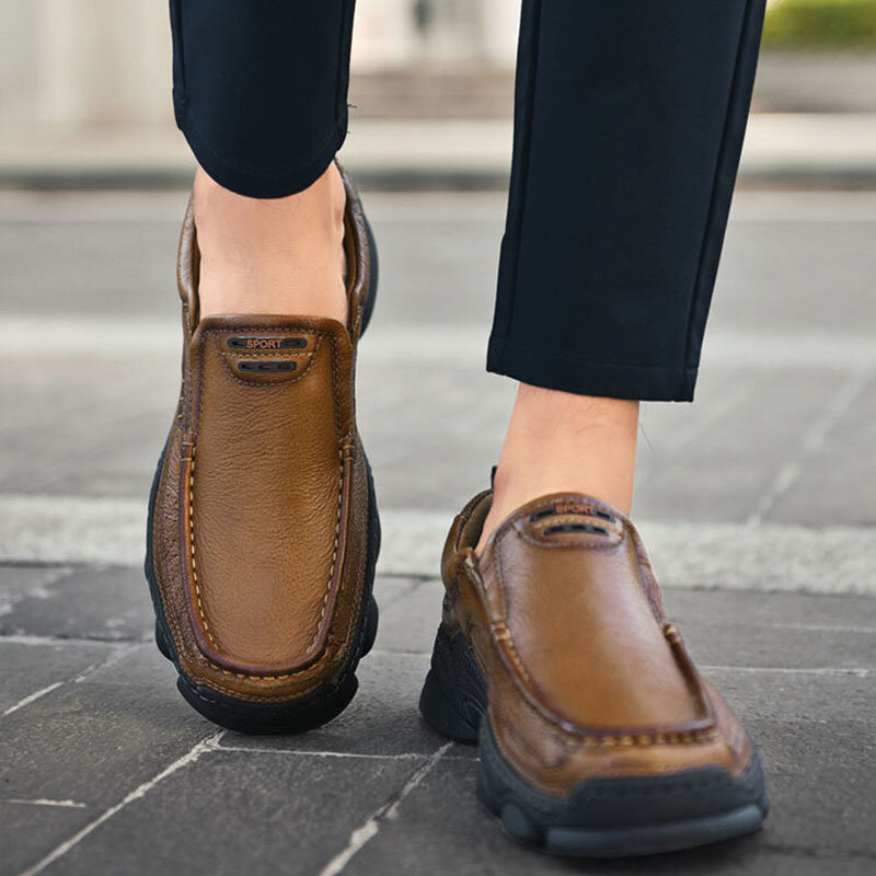 حذاء رجالي أحذية من الجلد الطبقة الأولى جلد البقر عدم الانزلاق مقاومة للاهتراء الأحذية الرجال الأعمال عادية أحذية من الجلد Zapatillas Hombre