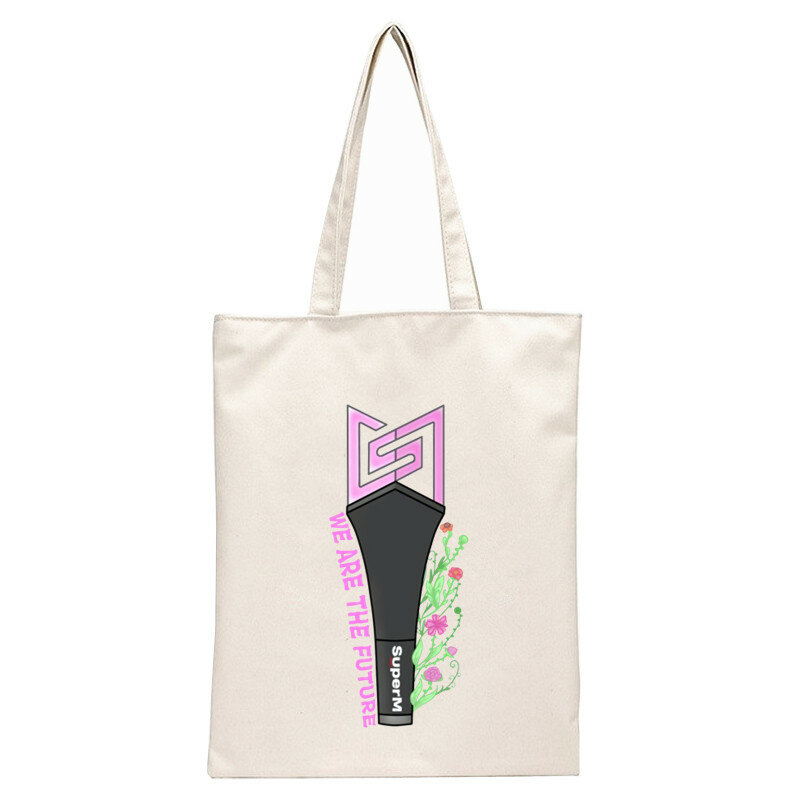 Kpop super m álbum saco de compras shopper eco lona algodão shopper bolsas de tela saco de compras sacos reutilizáveis