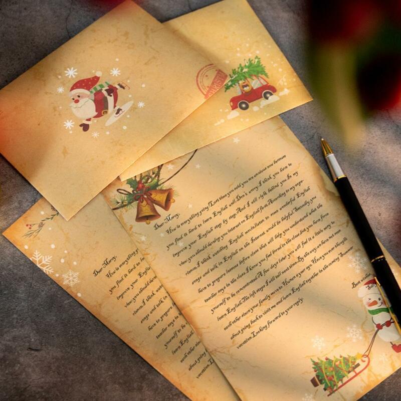 Serie natalizia carta Kraft marrone Vintage lettera di scrittura busta di carta festa invito a nozze carta di compleanno Pa I7Q8