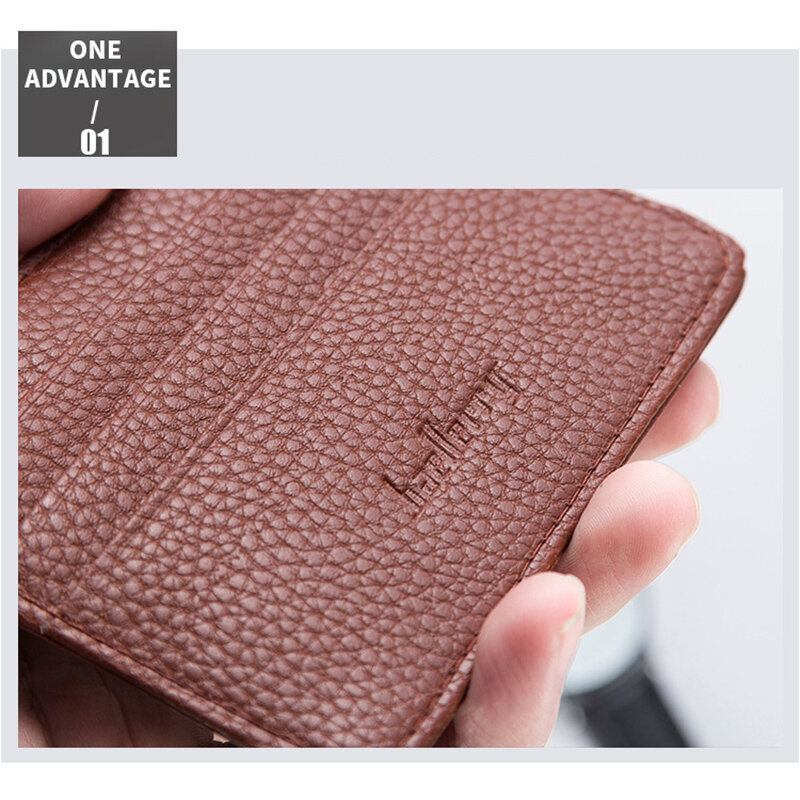 Mode Frauen Schlank Minimalistischen Brieftasche PU Leder Kreditkarte Halter Kurze Geldbörse JAN88