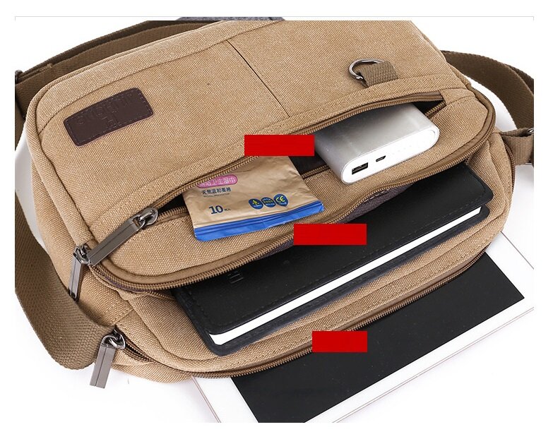 حقيبة ساعي قماشية ناعمة متعددة الوظائف للرجال ، حقيبة بسحاب ، حقيبة سفر عادية ، حقيبة كتف ، للجنسين