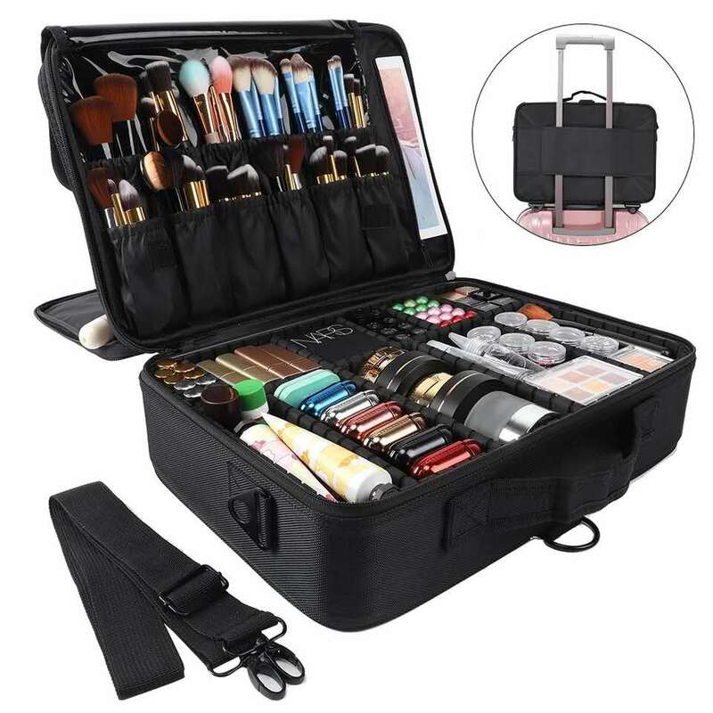 Multi-Functional Makeup Case Large Organizer Professional Detachable Multi-Layer Portable Waterproof Cosmetic Organizer Storage