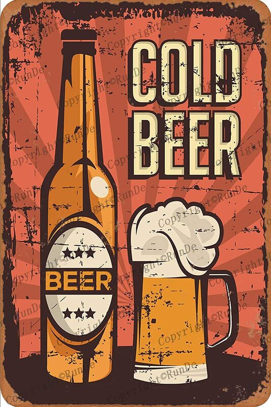 Cerveja fria & # sinais de metal vintage estanho retro cartaz placa decoração da parede 8 × 12 Polegada