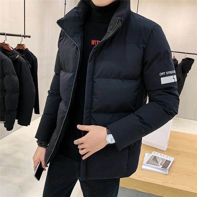 2021 autumn and winter new men's stand-up collar casual down jacket thick padded jacket men's youth all-match short winter cloth