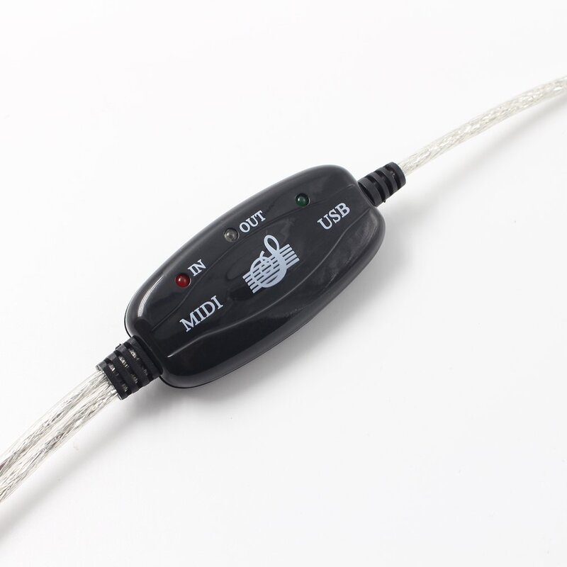 Cable USB MIDI convertidor de teclado a PC nuevo Cable de teclado de 2M a música interfaz MIDI USB IN-OUT adaptador de Cable negro
