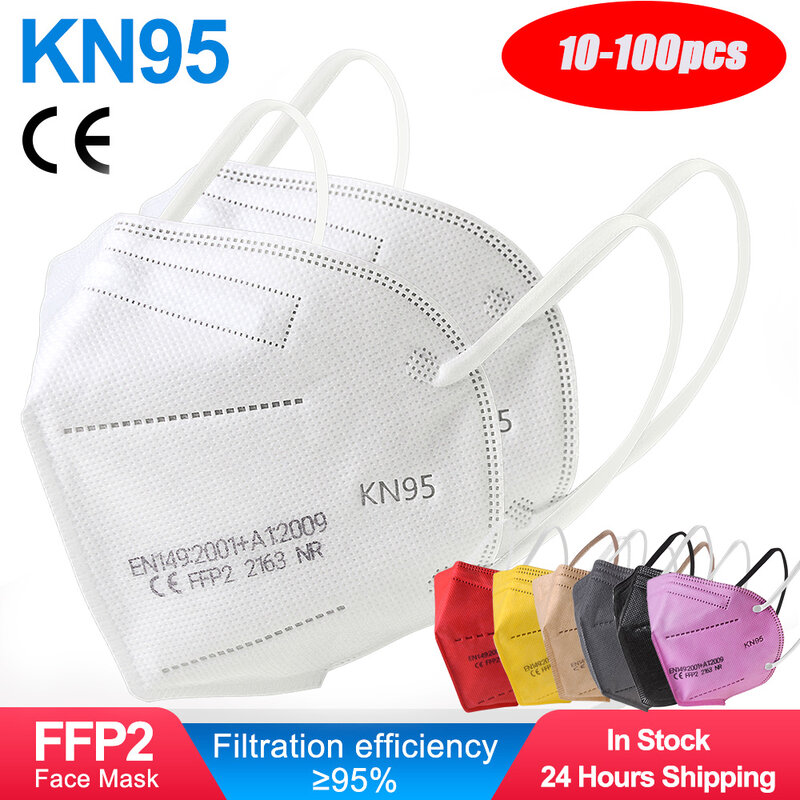 Ffp2 kn95 máscara protetora do respirador do filtro da máscara 5ply máscara protetora do respirador