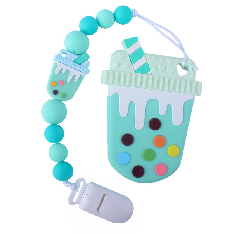 Cadena de chupete para bebé, taza de leche, mordedor Molar de silicona, juguete, juego de cadena