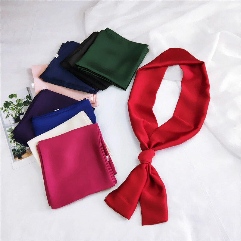 Petit foulard long de couleur unie pour femme, double face, accessoire professionnel, nouvelle collection