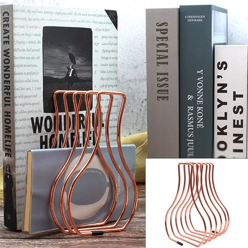 Atraente decoração polegar forma livro suporte de ferro forjado retrátil titular arquivo organizador para interior escritório casa