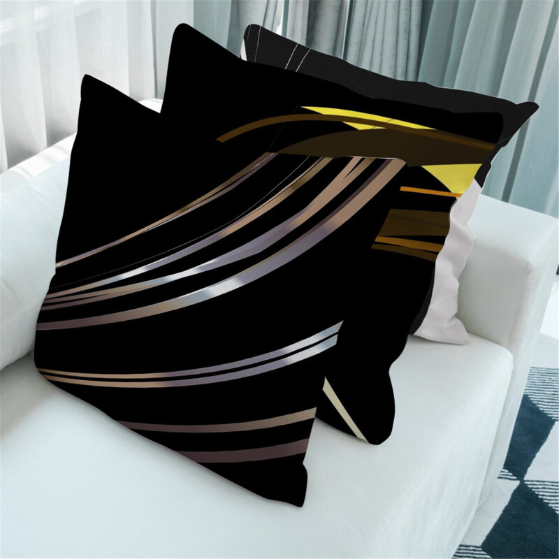 Black Decorative Pillow Case for Sofa Chairs Cushions Home Decor Soft Cotton Hug Throw Pillowcase Office Nap Cushion Cover 45x45
