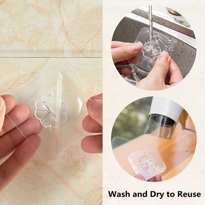 Ganchos adhesivos de pared transparentes, reutilizables, antideslizantes, resistentes, para baño y cocina, 5/10/20 piezas