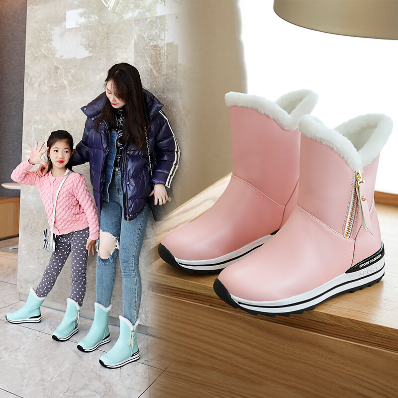 INS – bottines de neige épaisses pour femme, chaussures chaudes d'extérieur, disponibles en 4 couleurs, 22-26cm, hiver