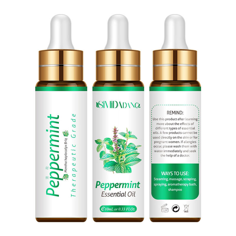 10ML di olio essenziale di menta piperita massaggio fresco cura della pelle oli per cuticole olio aromatico antiprurito repellente per insetti odore purificazione aria