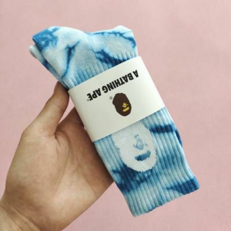 2021 new bape socks tie dye hip hop rock campus pure cotton high quality warm autumn and winter sports embroidery