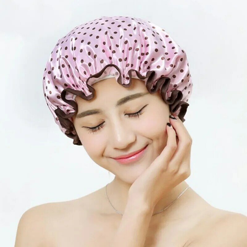 Spessa 1 pz cappello da bagno impermeabile doppio strato doccia copricapo forniture per donna cuffie da doccia accessori da bagno per ragazza universale