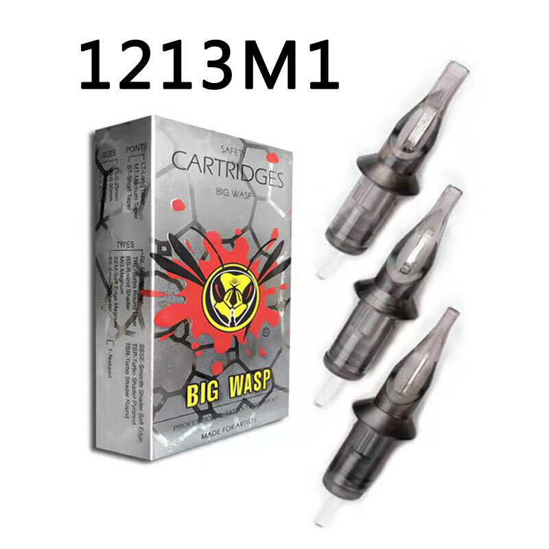 BIGWASP 1213M1 Tattoo Needle Cartridges #12 Evolved (0.35mm) Magnums (13M1) for Cartridge Tattoo Machines & Grips 20Pcs