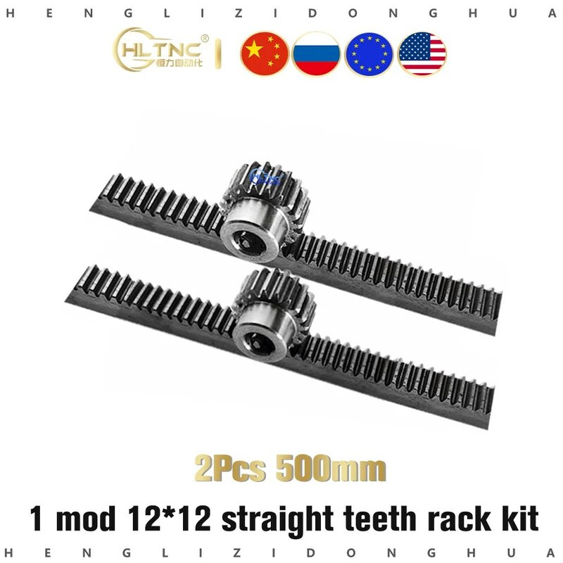 2 sztuk 1Mod 1 moduł 12x12x500mm wysokiej precyzji zębatka ze stali + 2 sztuk 1 M 25 zębów 30 zębów zębnika cnc Rack mod 1 dla diy tokarka cnc